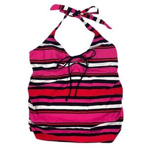 Oh Baby Halter Maternity Tankini Pink Red Black White Stripe Size Medium